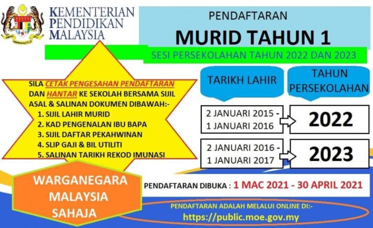 daftar tahun 1 online