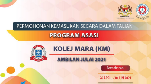 Permohonan Kemasukan Program Asasi Kolej MARA Sesi Julai 2023